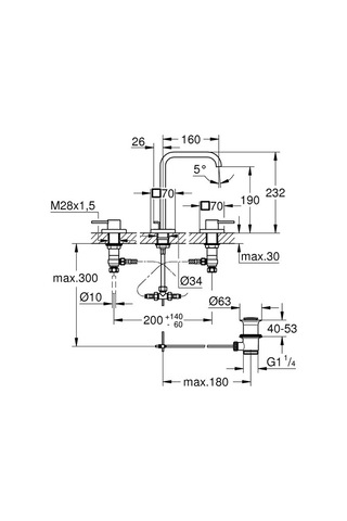 Grohe Allure 3 Delikli Lavabo Bataryası 1/2" M-Boyut 20188000