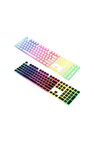 Lemestar Ajazz Pbt Pudding Mekanik Klavye Tuş Takımı - 108 Tuş, Donuk Yüzeyli, Beyaz Renk