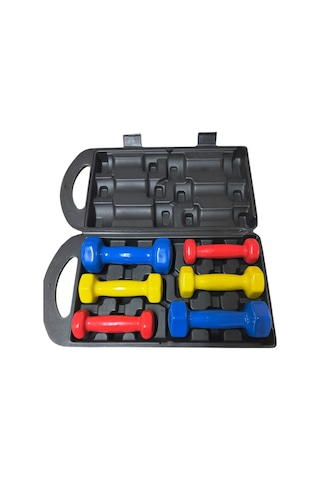 6 Kg Vinly Kaplı Dipping Dumbbell Set Kadınlar İçin Çantalı Dambıl Set 0,5 Kg, 1 Kg, 1,5 Kg