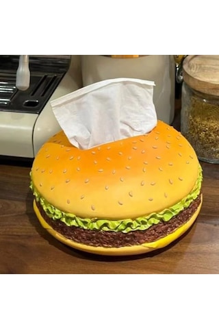 Ximistore9 Resin Hamburger Desenli Masaüstü Mendil Kutusu - Pratik Depolama, Kolay Takma, Ev Ofis Dekorasyonu