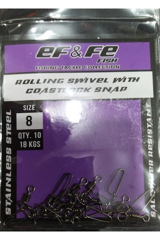 Effe Klips Rolling Swivel Coastlock Snap-4/0-2/0-1-3-5-7-8-10- Nu