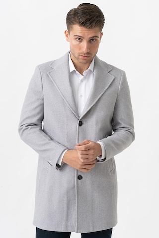 White Stone Ancona 4025-2 Düz Ceket Yaka Slim Fit Pamuklu Kaban Gri-Gri