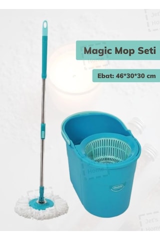 Magic Mop Seti Paspas Temizlik Seti Döner Başlıklı Temizlik Kovası