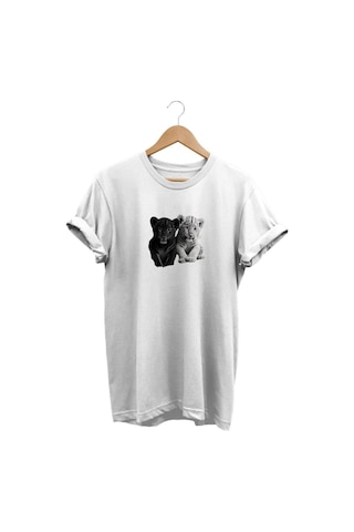 Kaplan Baskılı Beyaz T-shirt Beyaz Kaplan Baskılı Beyaz T-shirt Beyaz