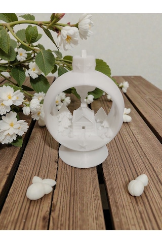 Led Mumlu Dekoratif Kış Küresi 3d Baskı Işıklı Ev Dekoru Snow Globe Tarzı Dekor