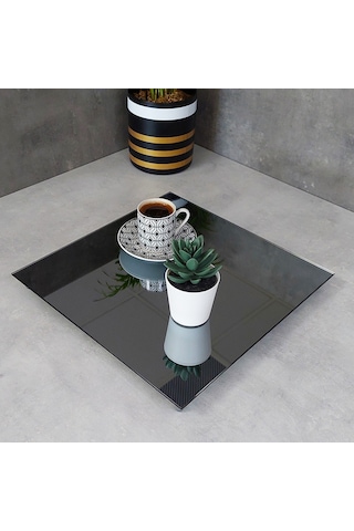 Decorita Ayna Sunum Tepsisi - Füme Ayna - Söz Nişan Tepsisi - Kare Ayna 30 x 30 CM
