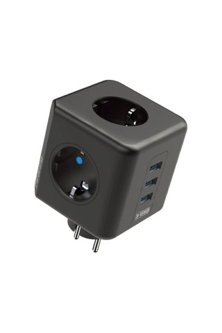 Biishe Isıya Dayanıklı Termal Akım Korumalı Ve Çocuk Korumalı 3 Priz Girişli 3 Usb Girişli Küp Priz