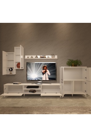 Decoraktiv Eko 6 Mdf Dvd Silver Tv Ünitesi Tv Sehpası Beyaz