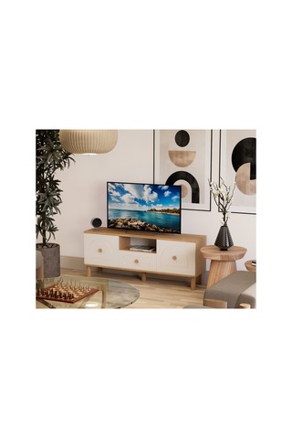 Tamamı Mdf Bohem Tv Ünitesi 150 Cm Safir Meşe Sepet Kahverengi