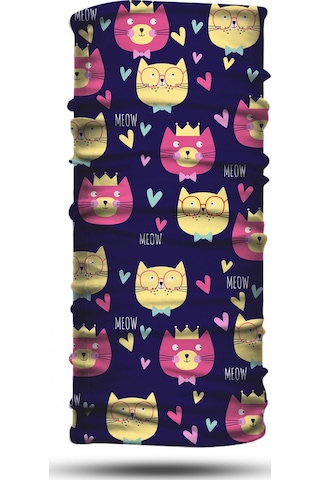 Dair Kedi Meow Desenli Motosiklet Bandana Boyunluk Outdoor Balaklava