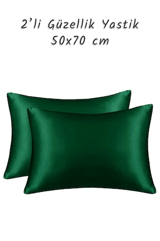 Güzellik Yastığı %100 Ipek Saten 2 Adet Luxury Yastık Kılıfı Yeşi