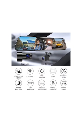 3 Kameralı Kayıt Yapan Dvr Dikiz Aynası