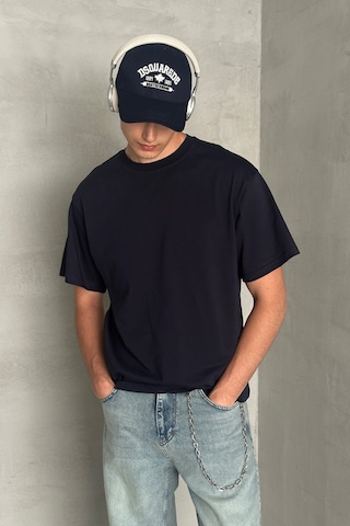 Hyman Erkek %100 Pamuk Oversize Basic T-shirt Lacivert