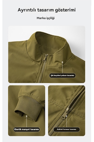 Amerikan Tarzı Dik Yakalı Pilot Ceketi Erkekler İçin Sağlam Beyzbol Ceketi Koyu Gri