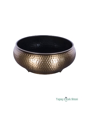 Yapay Çiçek Sitesi Metal Dekoratif Darbeli Ufo Model Saksı 11 Cm Bronz Bronz