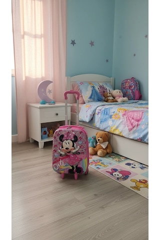 Çocuk Pembe Kabin Boy Çekçekli Valiz Karakterli Pembe Çok Renkli