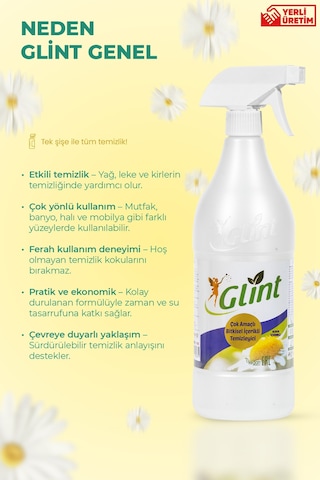 Glint Çok Amaçlı Bitkisel İçerikli Temizleyici Yağ Çözücü Ve Kireç Sökücü Tekli