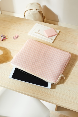 Ocean Home Textile Su İtici Leke Tutmaz Pembe Dama Desen Tablet Taşıma Çantası / Kılıfı 32.5 X 24 X 2 Cm Tablet Kılıfı