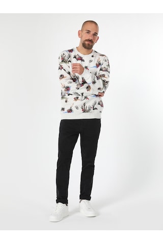 Colin's Regular Fit Baskılı Beyaz Erkek Sweatshirt CL1061632_Q1.V1_SNM