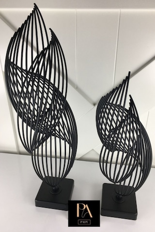 Siyah H 2'li Ofis Metal Aksesuar Biblo Ev Salon Dekorasyon Obje