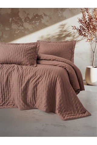 Cotton Box Serra Çift Kişilik Yatak Örtüsü Niva Gül Kurusu Gül Kurusu