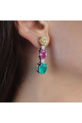 Swarovski Cubic Taşlı Gümüş Küpe
