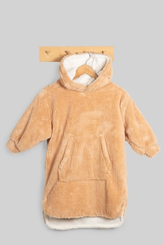Luckka Heritage Çift Katlı Wellsoft Çocuk Giyilebilir Battaniye - Peluş Panço Oversize - Ztpufbat Bej