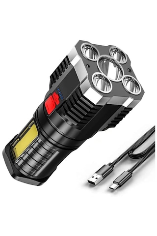 Mobgift Şarjlı Led El Feneri Çok Fonksiyonlu Outdoor Kullanım Çok Amaçlı Şarjlı El Feneri Beyaz