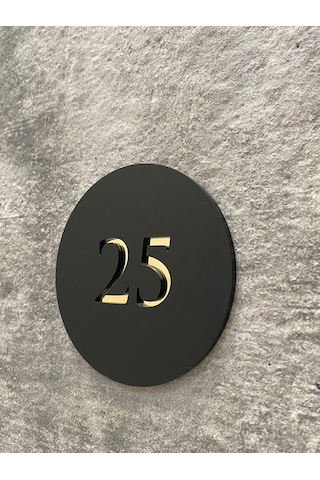 Basic Serisi Mat Siyah Kapı Numarası Gold