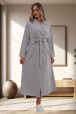 Mecit Pijama Mecit 1543 Gri Büyük Beden Kadın Sabahlık