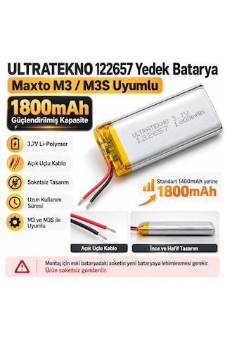 Maxto M3 M3s Uyumlu 3.7v 1800mah Li-po İntercom Yedek Batarya Güçlendirilmiş Pil 122657