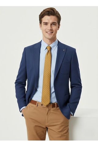 Presto Erkek Slim 6 Drop Örme Torba Cep Ceket Saks Mavi 1639-004a Saks Mavi