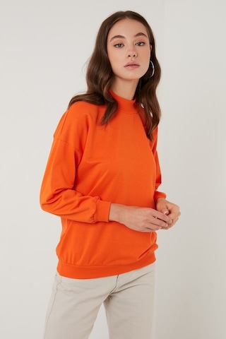 Lela Pamuklu Dik Yaka Basic Örme Bayan Sweat 5863323 Oranj