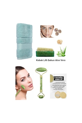 5li Set Kabak Lifli Aloe Veralı Sabun Hlu Yüz Masaj Aleti Lifli Yüz Kesesi Sivilce Leke Ruşur Taşı