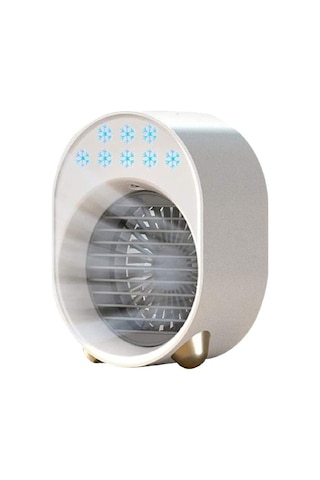 Hava Soğutucu Fan Mini Masaüstü Klima Gece Işık İle Mini Usb Su Soğutma Fanı Nemlendirici Arıtma Çok Işlevli Yaz 6x8m5m Beyaz