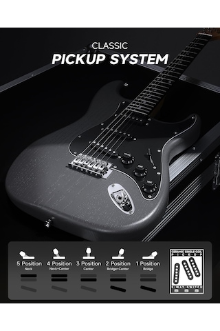 Donner Dst-80 Elektro Gitar, 39 Cm Başlangıç Elektro Gitar Kiti İle Amplifikatör, Klasik Sss Manyetik, Gig Çantası, Tuner, Capo, Askı, Penalar Ve Ücretsiz Çevrimiçi Dersler