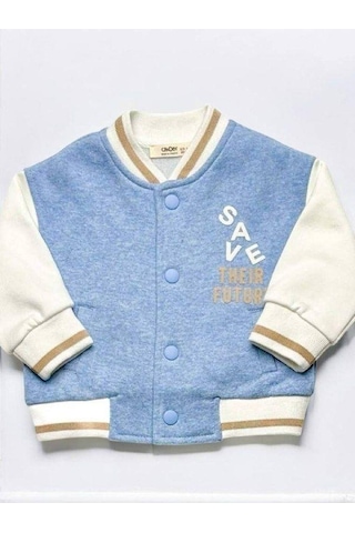 Erkek Bebek İçi Şardonlu Save Yazılı Kolej Hırkası-14859 Mavi