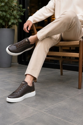 Ht Hotin Lynx Erkek Günlük Sneaker Bağcıklı Rahat Tabanlı Şık Casual Spor Ayakkabı - Kahverengi