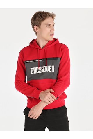Colins Regular Fit Kapüşonlu Baskılı Kırmızı Erkek Sweatshirt Cl1064776 Kırmızı