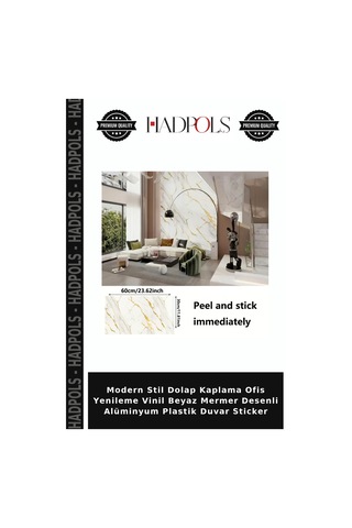Modern Stil Dolap Kaplama Ofis Yenileme Vinil Beyaz Mermer Desenli Alüminyum Plastik Duvar Sticker