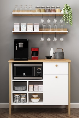 Nora Kahve Köşesi Fırın Dolabı Çekmeceli Takım Çok Amaçlı Sepet-beyaz Sepet-beyaz