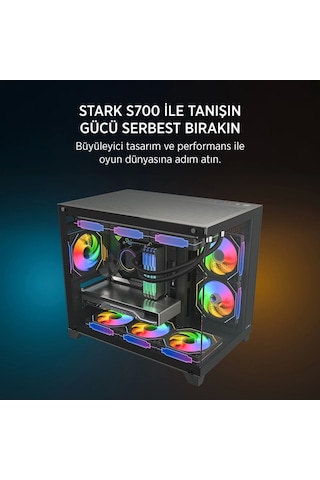 Teknoteg - James Donkey Stark S700 3xargb Temperli Cam 750w 80+ Bronze Matx Siyah Gaming Oyuncu Ka
