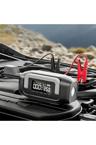 Go-des Gd-b636 Led Işıklı Araç Akü Acil Durum Takviye Güç Kaynağı Ve Hava Kompresörü 10000mah Siyah