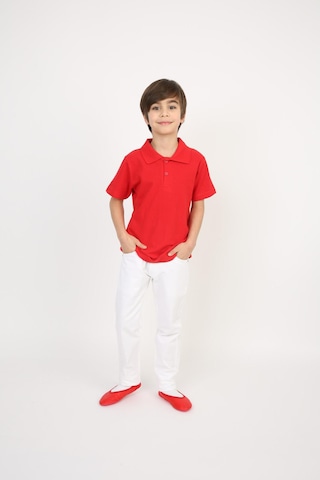 Erkek Çocuk Takım Lakos Beyaz Pantalon Ve Polo Yaka T-shirt Kırmızı