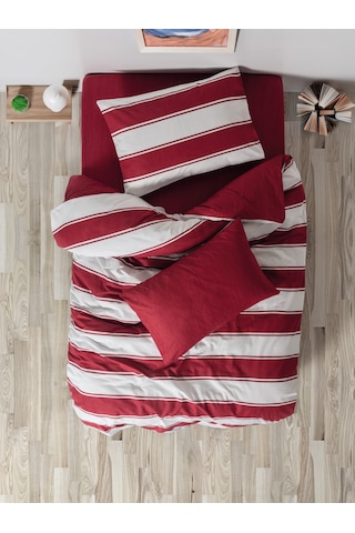 Cozy Home Festive Tek Kişilik Lastikli Çarşaflı Nevresim Takımı Jolly Kırmızı Kırmızı