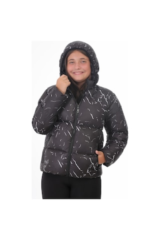 Kız Çocuk Siyah Çıkabilir Kapüşonlu Su Ve Rüzgar Geçirmez Cepli Kışlık Şişme Mont Siyah