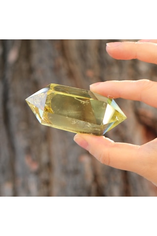 Doğal Çift Uçlu Limon Kuvars Taşı 100 Gr Enerji Dengeleyici Kristal Kuvars