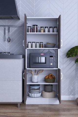 Rafineri Roma Çok Amaçlı Dolap Kapaklı Bölmeli Mikrodalga Fırın Mutfak Balkon Banyo Mdf Beyazgri