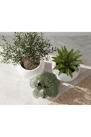 Tr Zevli Japandi Tarzı Modern Küre Saksı 3'lü Set - Su Sızdırmaz Dekoratif Salon Ve Balkon Saksısı Hediyelik Ç Diğer 26104652