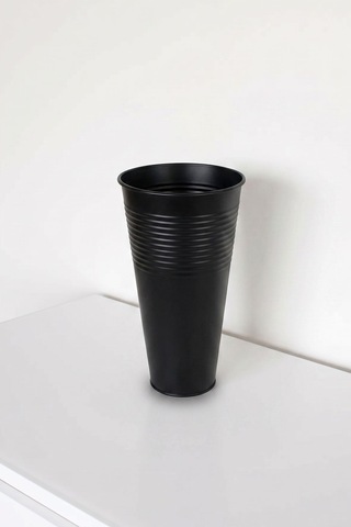 Uzun Metal Saksı & Vazo - 40 Cm Ofis Ve Ev İçin Modern Çok Amaçlı Saksılık 21x11/40 Cm Siyah